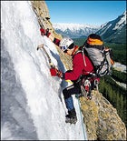 This way up: Will Gadd tracks his way up Cascade Waterfall in Banff National Park, Alberta.