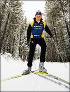 Drive, then glide: U.S. national cross-country team member Nina Kemppel perfects her ski-ski technique.