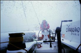 Heavy weather: Skip Novak pilots Innovation Explorer around the South Pole on his way to second place in The Race.