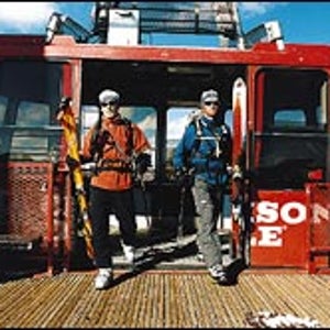 Ready to rip: ski mountaineers Hans Johnston (left) and Wesley Bunch atop Rendezvous Mountain, Wyoming.