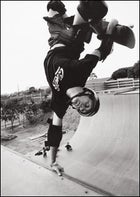 The business of play: Hawk sticks an inverted hand plant at his private test lab in Oceanside, California.