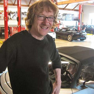 Paine at the Tesla dealership in Los Angeles