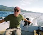 Fay piloting his Craigslist-bought aluminum skiff in Southeast Alaska