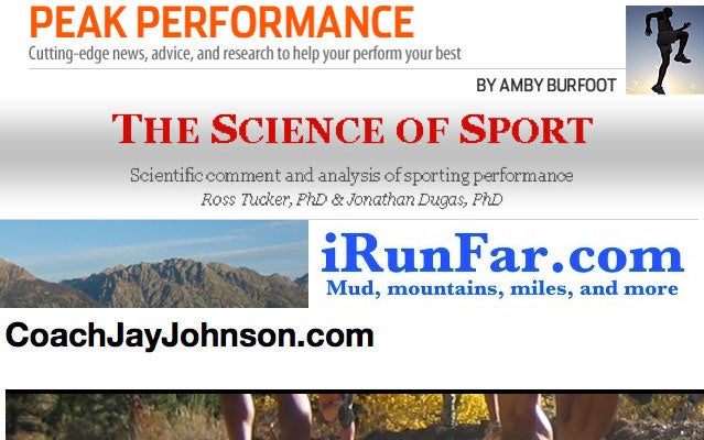 iRunFar.com, Runnersworld.com, Science of Sport, CoachJayJohnson.com