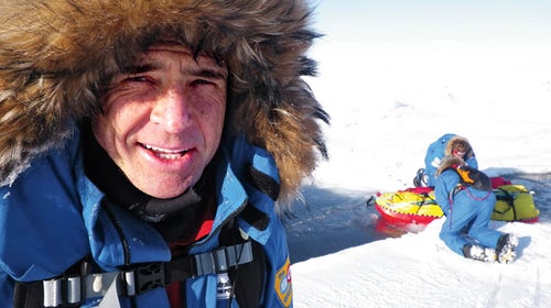 Farmer, in his Arctic garb, has averaged two marathons a day and raised more than $100,000 for the Red Cross
