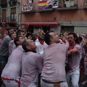 Men waiting to catch fountain-jumpers.