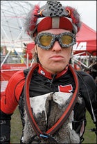 A racer at Portland's 2009 Single Speed Cyclocross World Championships