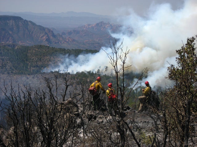 Firefighters take a break from