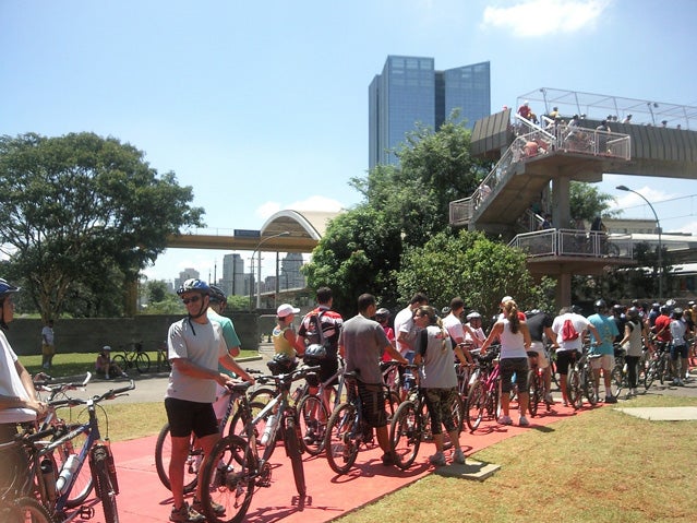 A cyclist traffic jam