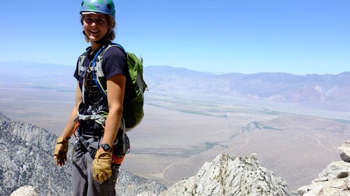 Maggie Crawford climbing Lone Pine Peak