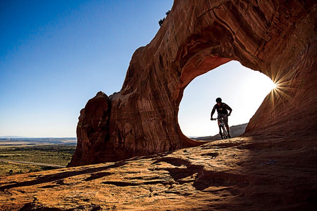 Kevin Dixon Moab Utah desert mountain biking slickrock sunset