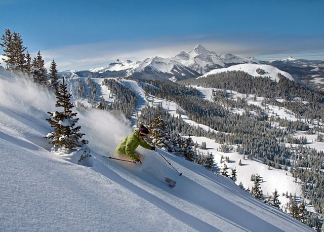 Galena Gleason at Telluride Ski Resort with Mt. Wilson in the background.