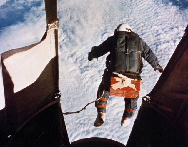 Captain Joseph Kittinger begins his 19-mile descent from the Excelsior III.