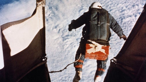 Captain Joseph Kittinger begins his 19-mile descent from the Excelsior III.