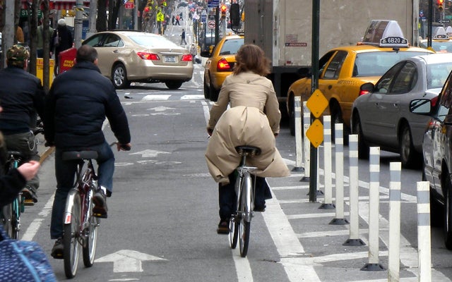 Biking in Chelsea, New York.