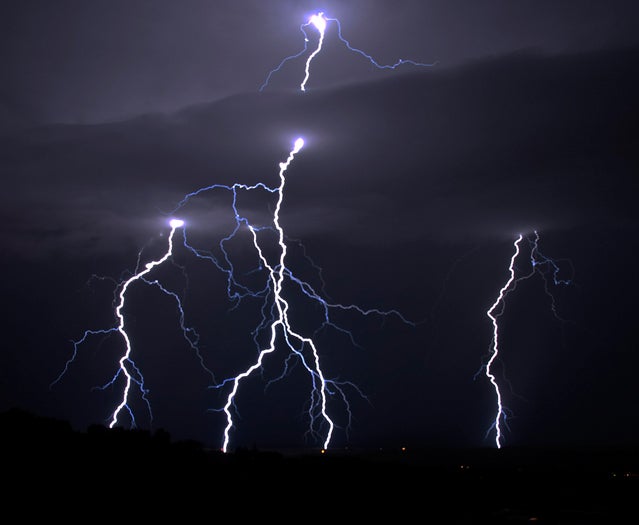 Lighning strikes.