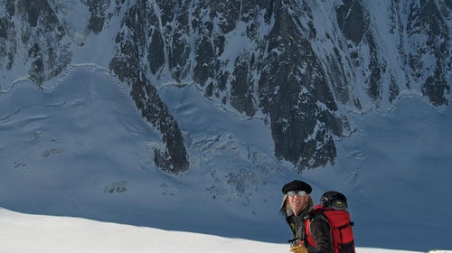 Plake on the Argentière glacier in Chamonix, France