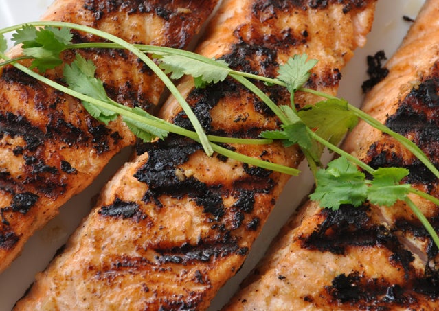 Grilled salmon.