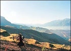 High lonesome: a farmer and her mule near Alamut.