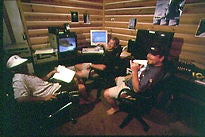 Steve, Dirk, and Todd grade his efforts in the TGR editing room.