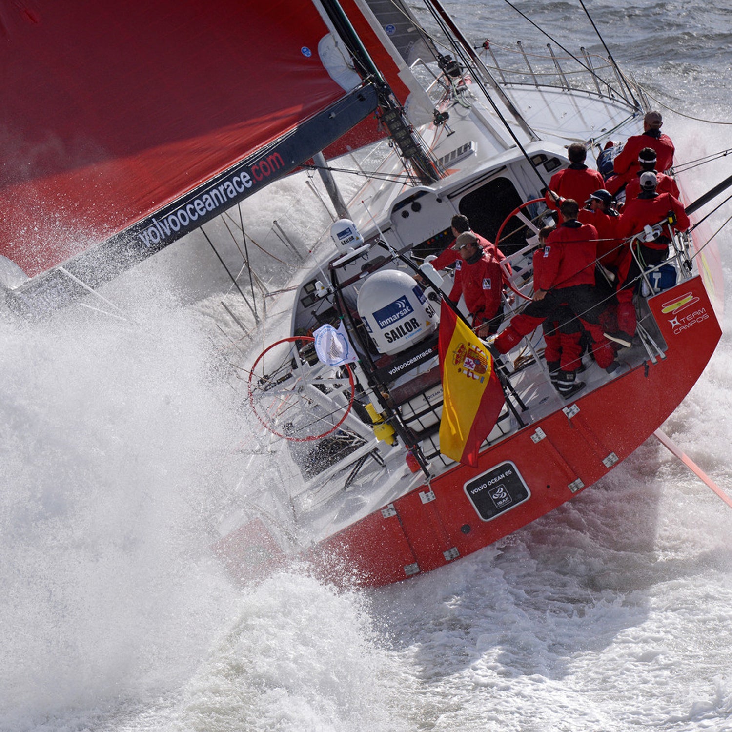 2014-15 onboard OBR Volvo Ocean Race VOR Round Britain and Ireland Race Aerial Volvo Ocean 65 Spanish Team