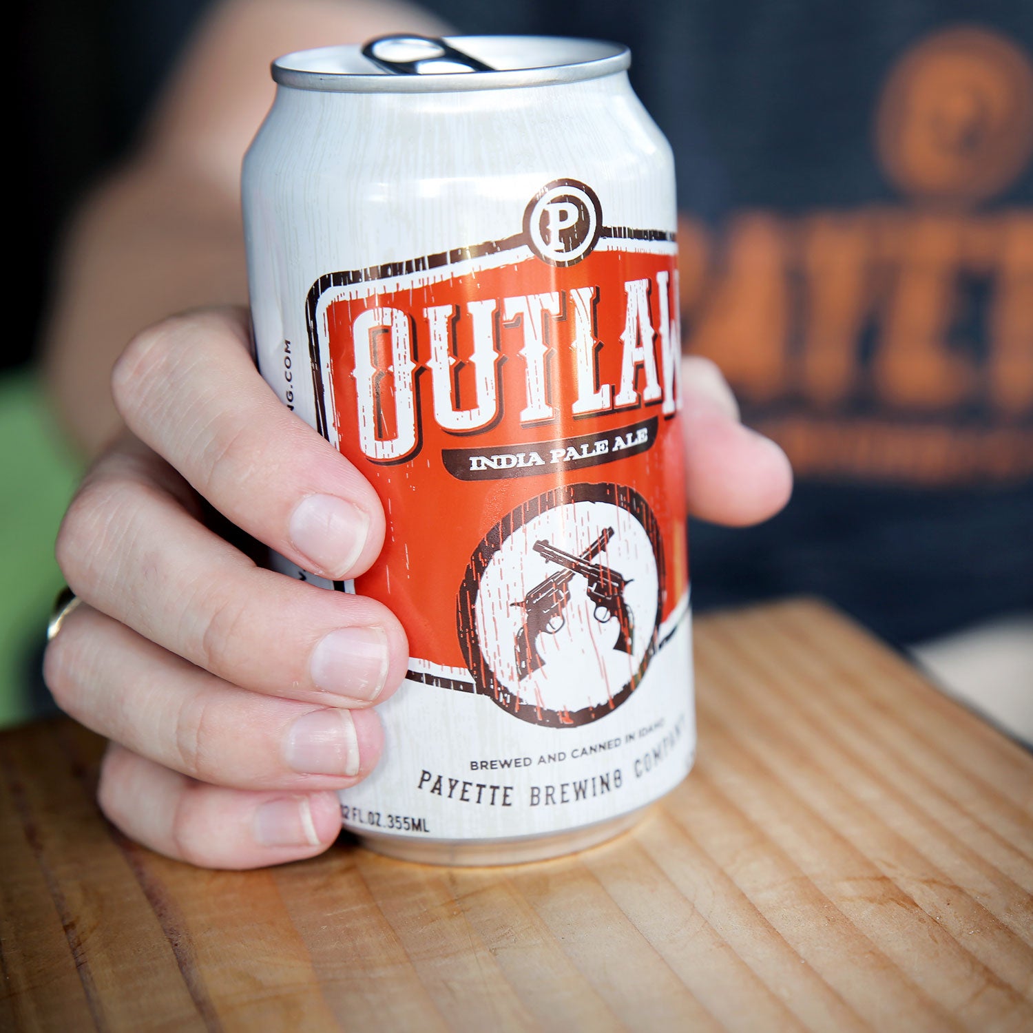 payette brewing outlaw ipa fall hiking or camping canned beer outside