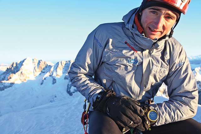 Ueli Steck atop the Grand Jorasses in 2008.