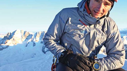 Ueli Steck atop the Grand Jorasses in 2008.