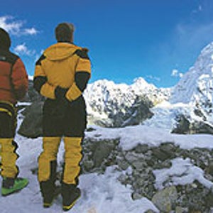 Climbers Willie Benegas and Cameron Lawson take in the summit of White Wave