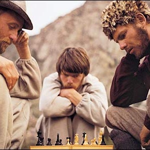 THE GAMES BEGIN: Messner watching Von Kienlin left and Hermann Kühn, June 1970