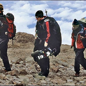 From left, Emanuel Moshi, Josh Levine, and expedition leader Jeff Evans
