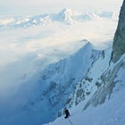 Okada follows Yokoyama up the last of the headwall at the end of day three