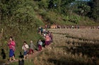 Karen villagers lining up for an FBR medical clinic.