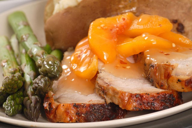 Pork loin with peaches