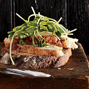 Smoked turkey on whole-grain bread.