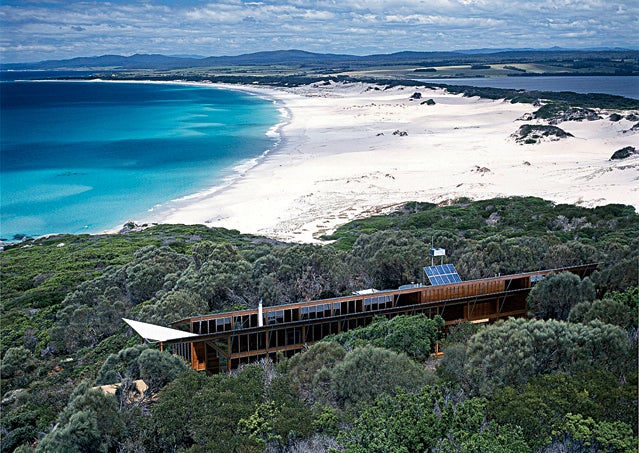 Australia West Pacific Ocean Oceania architecture Australasia Bay of Fires beach coast environmental issues environmentalism green building island landscape lodge lodgings national park nobody view from above Pacific Ocean peninsula province public land scenic sea social issues South Pacific Ocean Tasman Sea Tasmania travel tree water