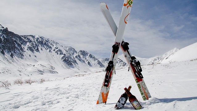 Snow, skis, and beers.