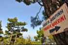 Sign for Panagia Makrini Cave Church.