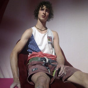 Adam Ondra rests at the 2012 World Climbing Championships in Paris.