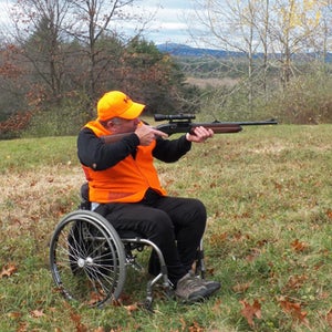 Mark D'Antonio was one of 26 hunters who participated in a special deer hunting season for paraplegic sportsmen in Massachusetts. He hunts with a Remington Model 11-87 shotgun.