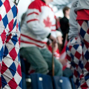 Norway Olympics Van2010 argyle loud norge pants svae white blue