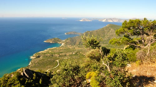Panorama taken on a hike to Evangelistria Monastery.