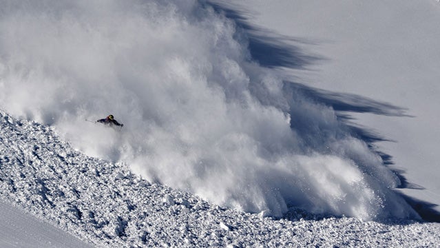 A skier in an avalanche.