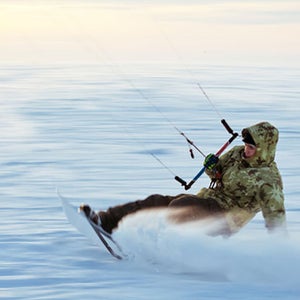 Kiting on a frozen lake