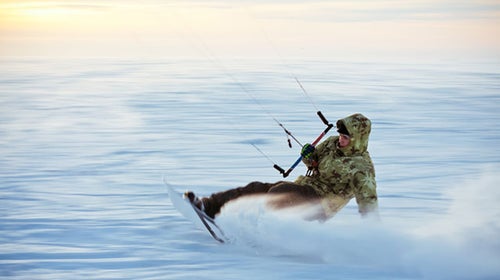 Kiting on a frozen lake