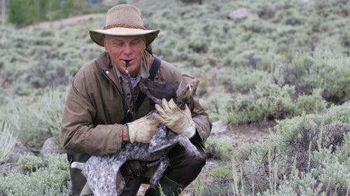 Mike Stewart and a German shorthaired pointer near Granite, Colorado.