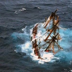 HMS Bounty replica sinking during Hurricane Sandy.