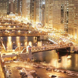 Chicago River Main Stem at dusk in January 2008.