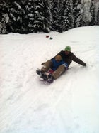 High-speed action on the sled track.