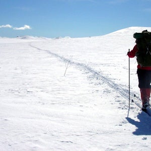 Spring ski touring on Hardangervidda, Norway.